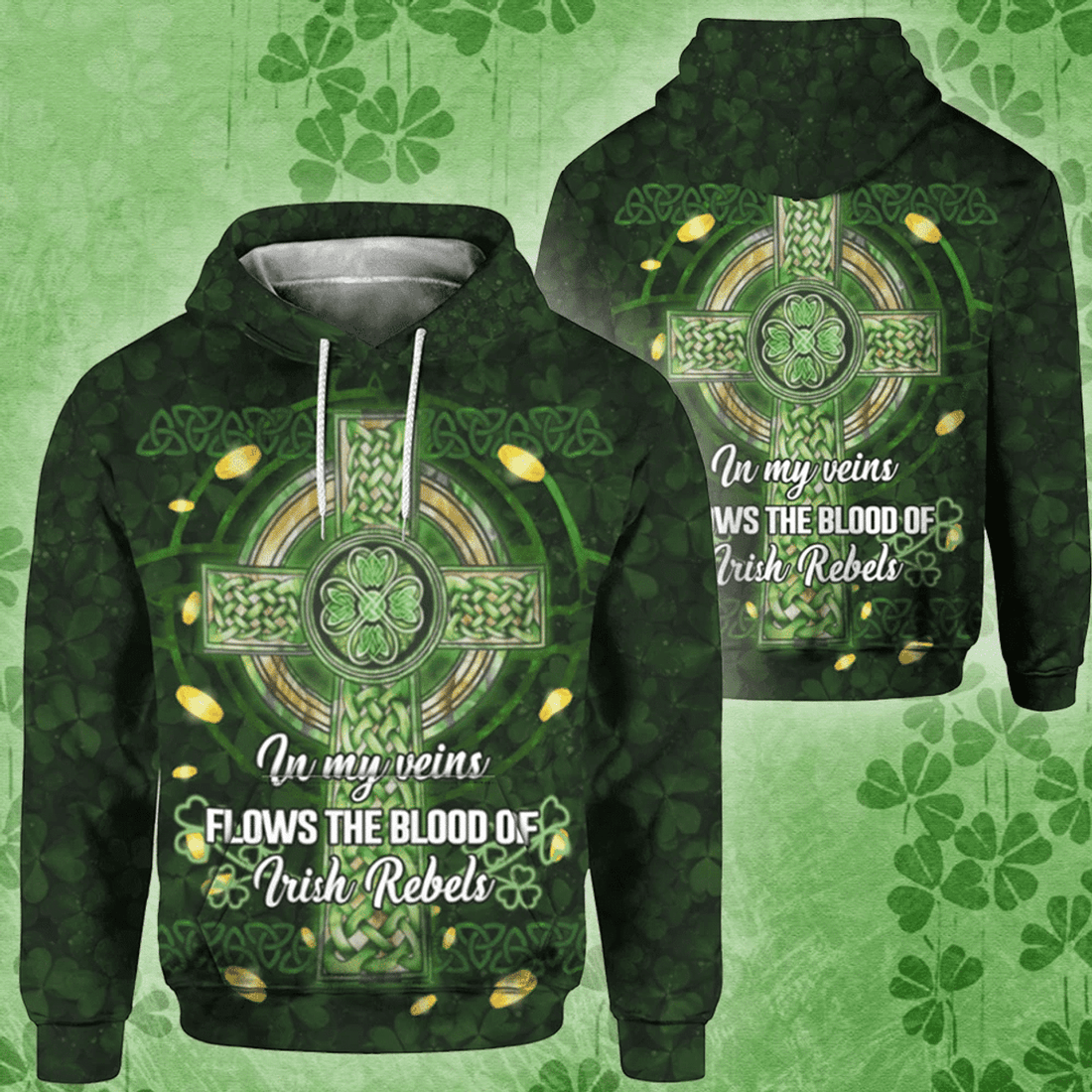 FUNSTUFFPRINT Beautiful Celtic Cross 3D Hoodie and Zip Hoodie