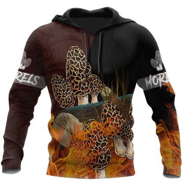 FUNSTUFFPRINT Beautiful Morels Mushrooms 3D Hoodie and Zip Hoodie