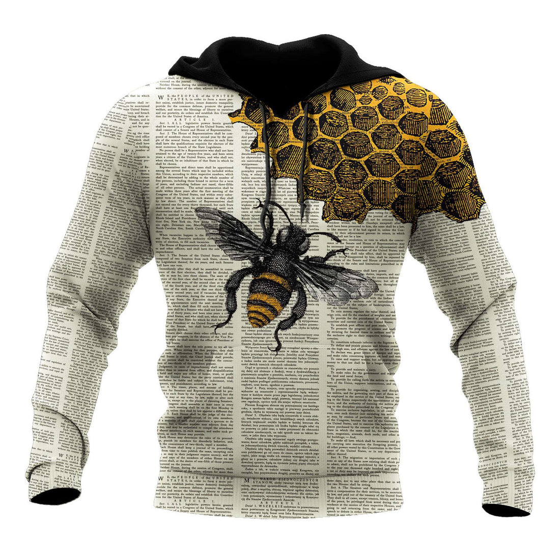 FUNSTUFFPRINT Bee Dictionary Page 3D Hoodie and Zip Hoodie