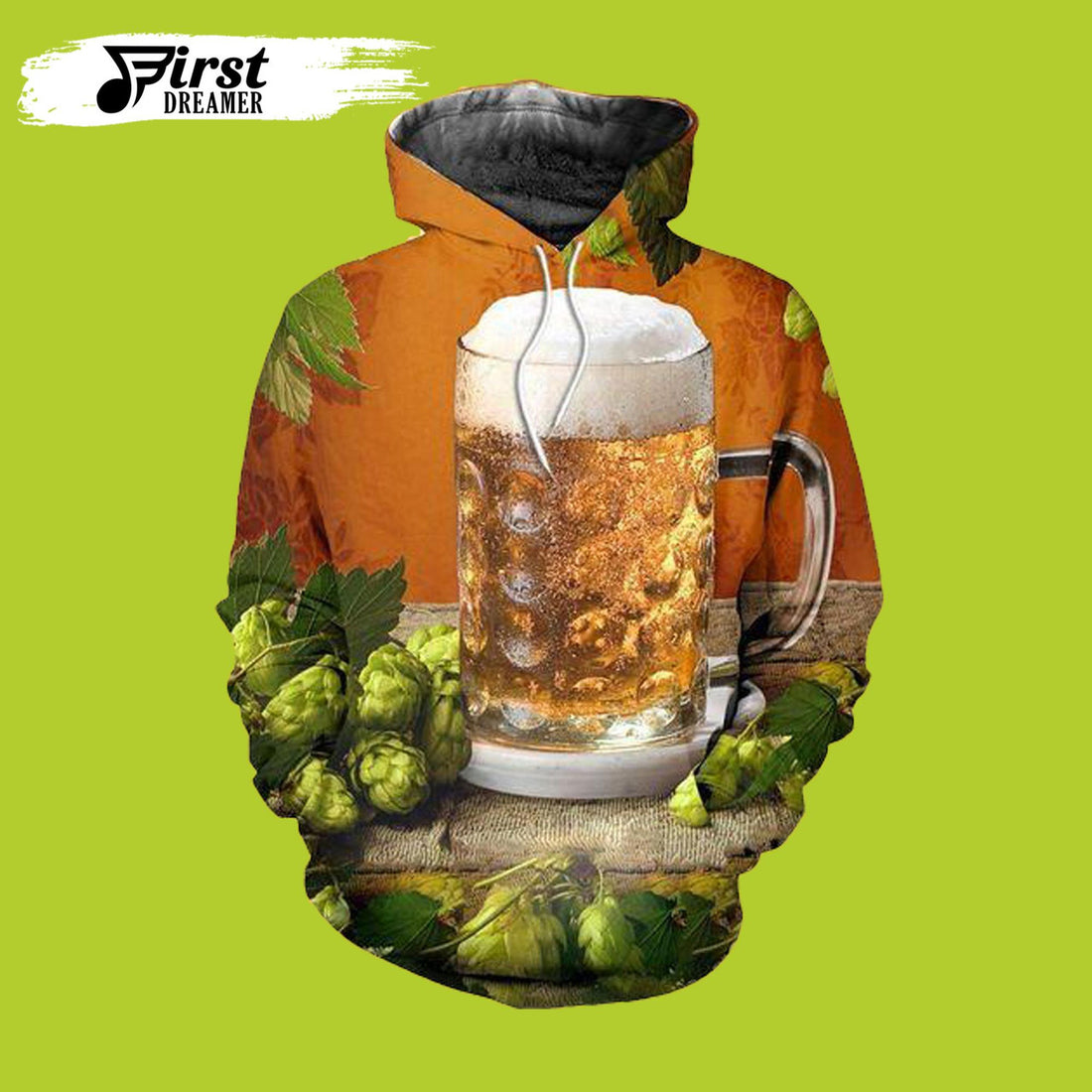FUNSTUFFPRINT Beer Orange Art 3D Hoodie and Zip Hoodie