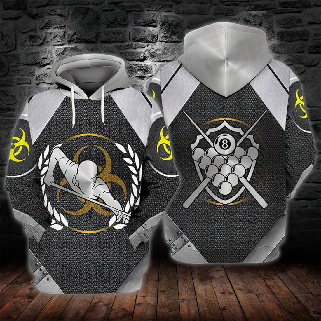 FUNSTUFFPRINT Billiard Silver Love 3D Hoodie and Zip Hoodie