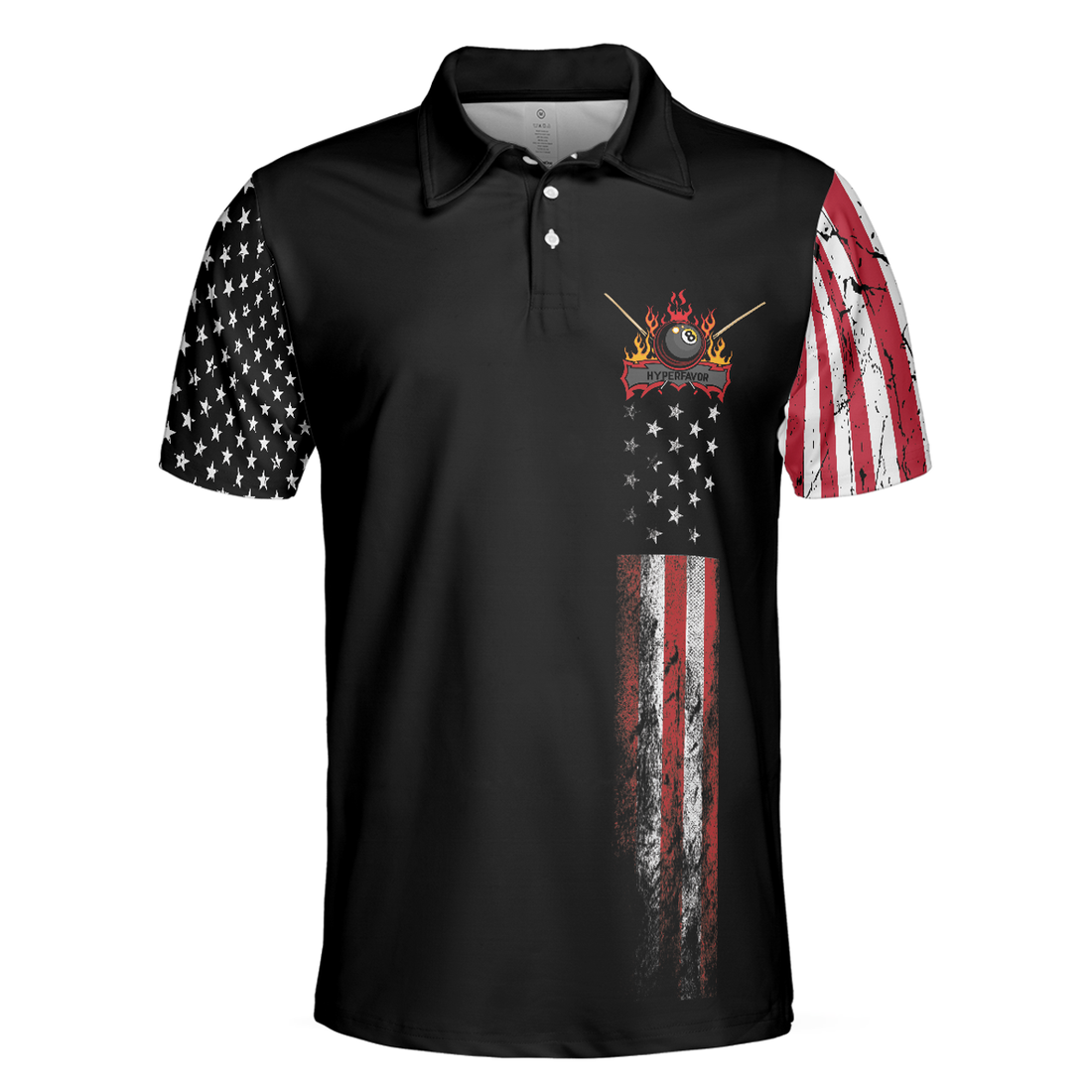 Billiards Eagle American Flag Black Polo Shirt, 8-ball Black Theme Polo Shirt, Best Billiards Shirt For Men