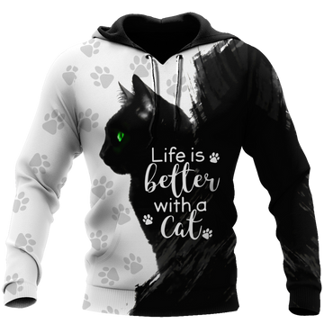 FUNSTUFFPRINT Black Cat 3D Hoodie and Zip Hoodie