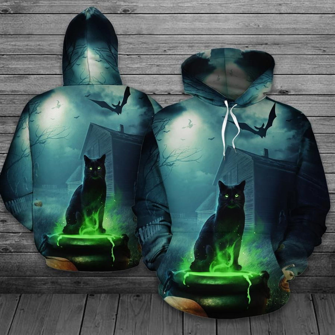 FUNSTUFFPRINT Black Cat Halloween Night Cat Sweatshirt Cats Jacket Cat Tshirt Funny 3D Hoodie and Zip Hoodie