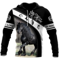 FUNSTUFFPRINT Black Horse 3D Hoodie and Zip Hoodie