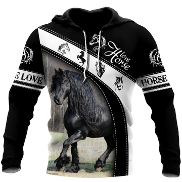 FUNSTUFFPRINT Black Horse 3D Hoodie and Zip Hoodie