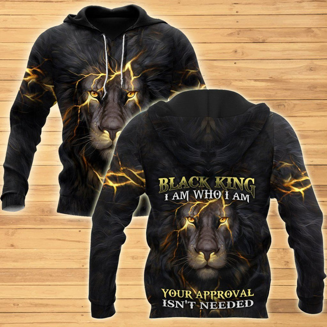 FUNSTUFFPRINT Black Kingi Am Who I Am Christian Cross 3D Hoodie and Zip Hoodie