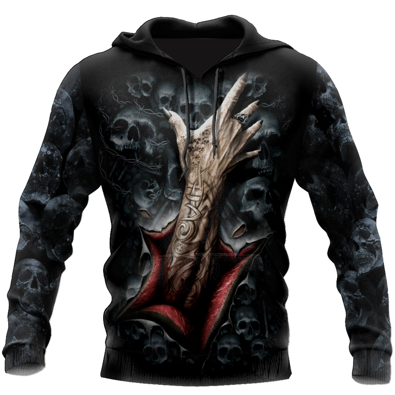 FUNSTUFFPRINT Black Skull 3D Hoodie and Zip Hoodie