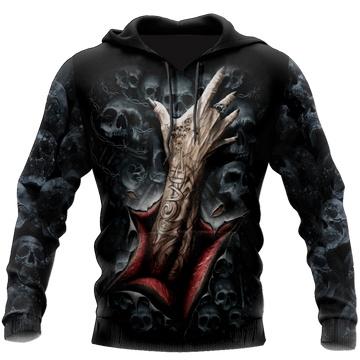 FUNSTUFFPRINT Black Skull 3D Hoodie and Zip Hoodie