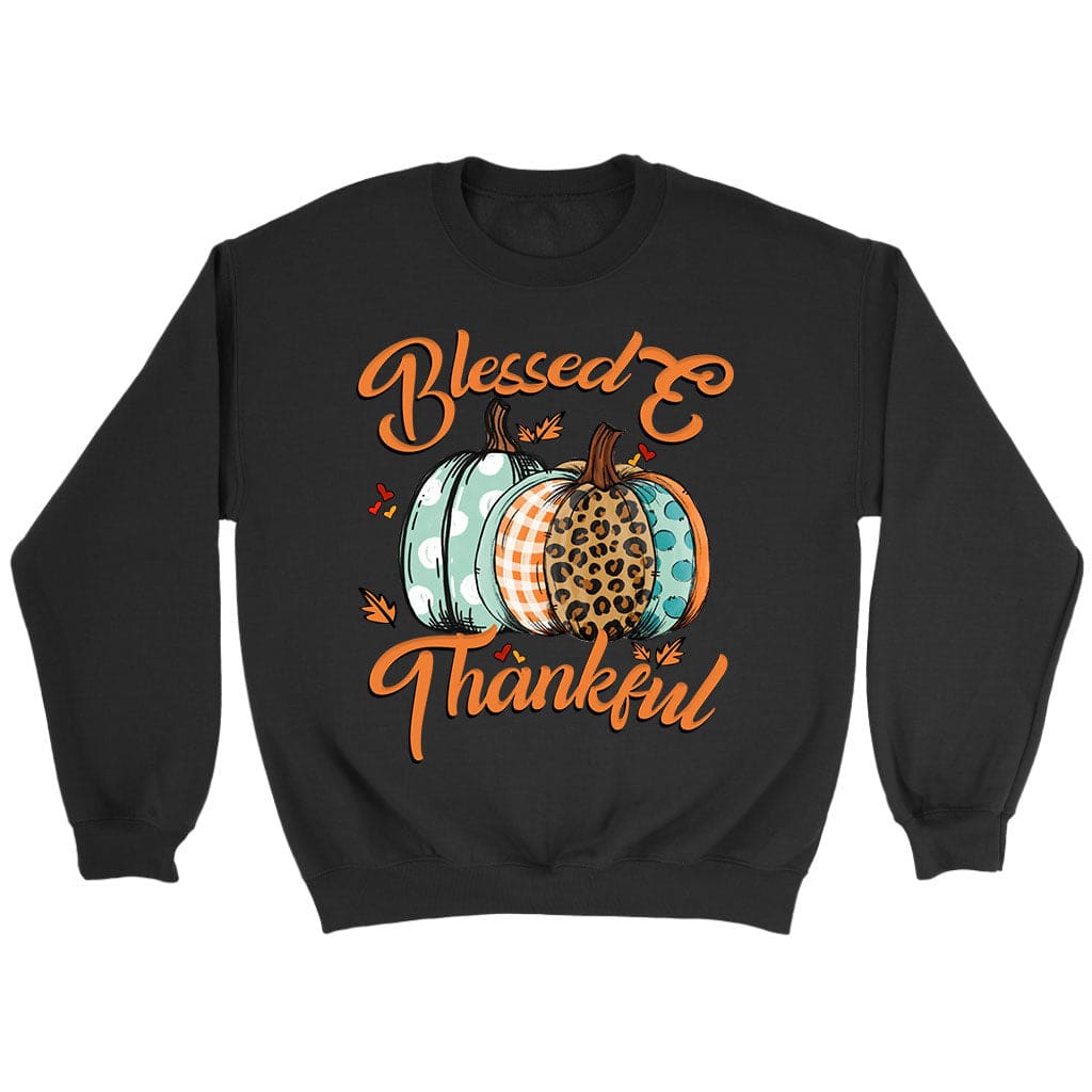 Blessed And Thankful Leopard Pumpkin Sweatshirt