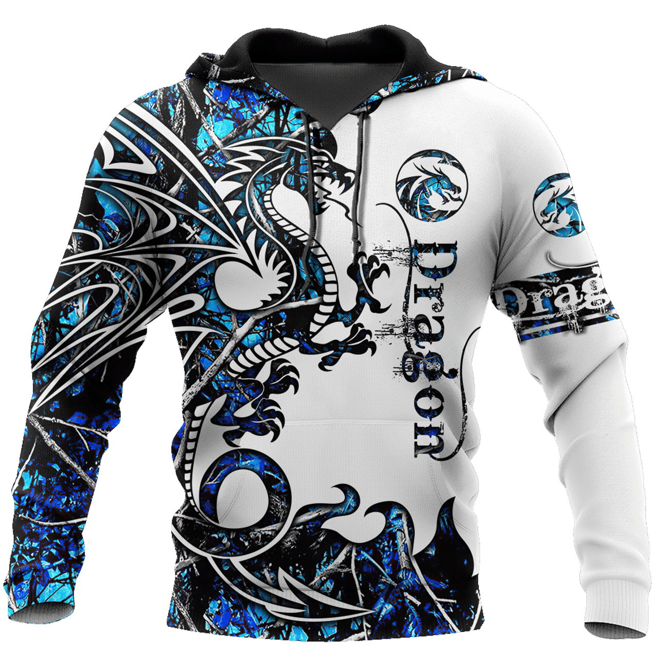 FUNSTUFFPRINT Blue Dragon Unique Design 3D Hoodie and Zip Hoodie