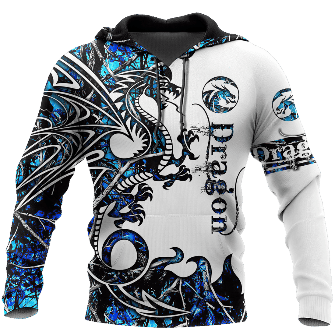 FUNSTUFFPRINT Blue Dragon Unique Design 3D Hoodie and Zip Hoodie