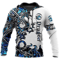 FUNSTUFFPRINT Blue Dragon Unique Design 3D Hoodie and Zip Hoodie