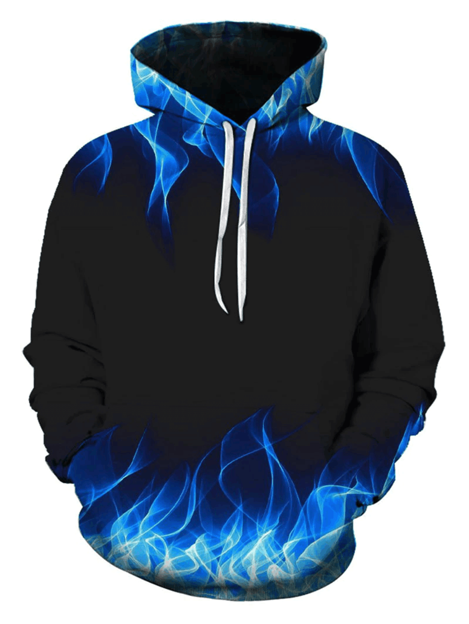 FUNSTUFFPRINT Blue Fire Pullover 3D Hoodie and Zip Hoodie