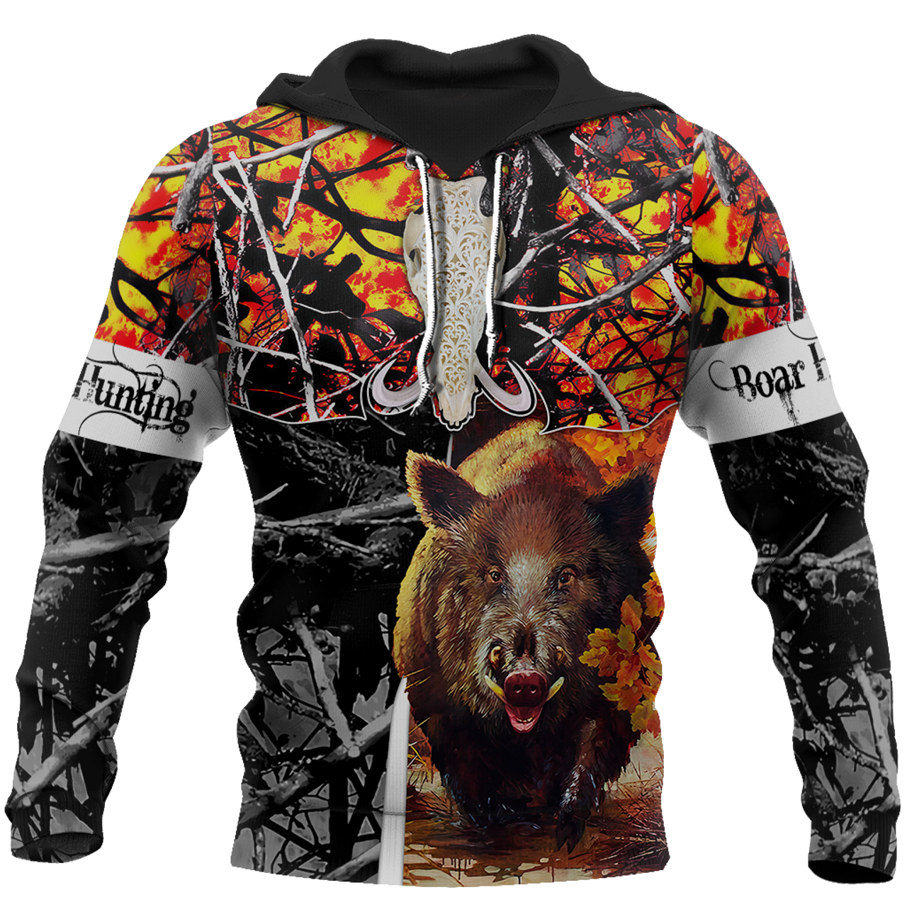 FUNSTUFFPRINT Boar Hunting Camo 3D Hoodie and Zip Hoodie
