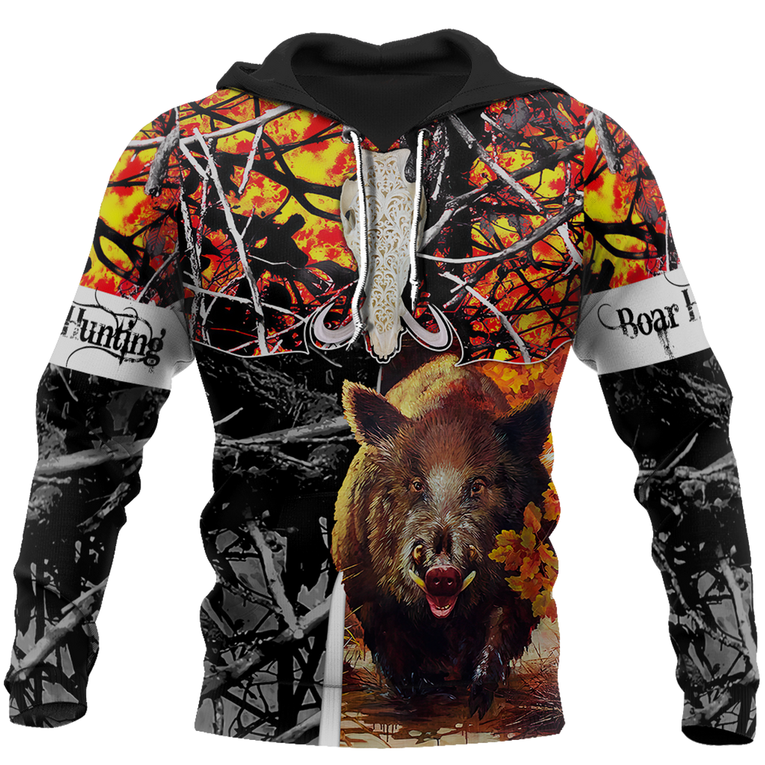 FUNSTUFFPRINT Boar Hunting Camo 3D Hoodie and Zip Hoodie