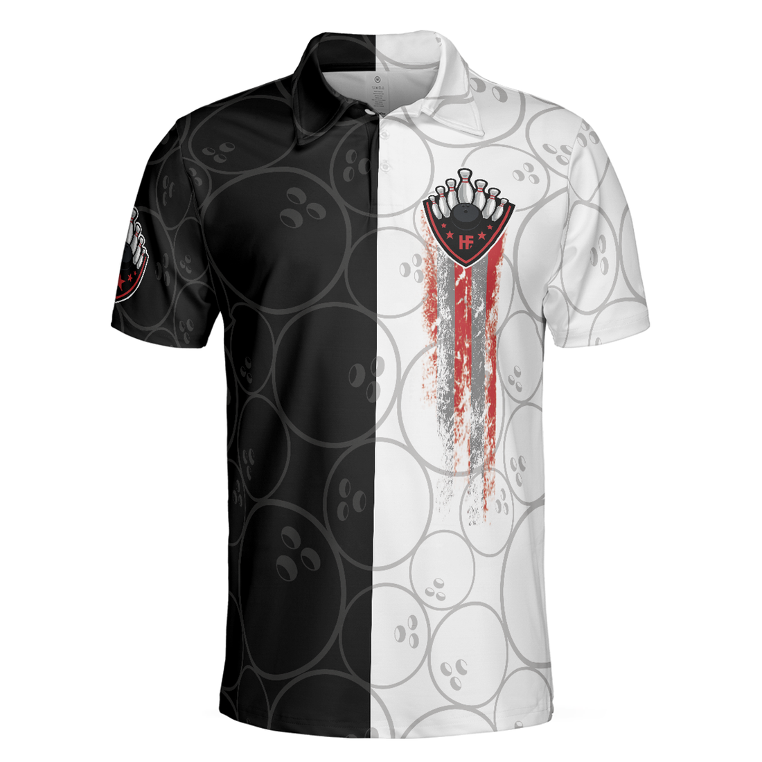 Bowling Black And White Pattern Short Sleeve Polo Shirt, Bowling Ball Polo Shirt, Best Bowling Shirt For Men