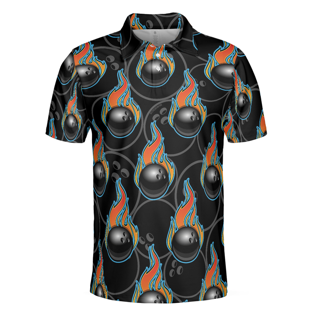 Bowling In Fire Seamless Pattern Short Sleeve Polo Shirt, Bowling Ball Polo Shirt, Best Bowling Shirt For Men