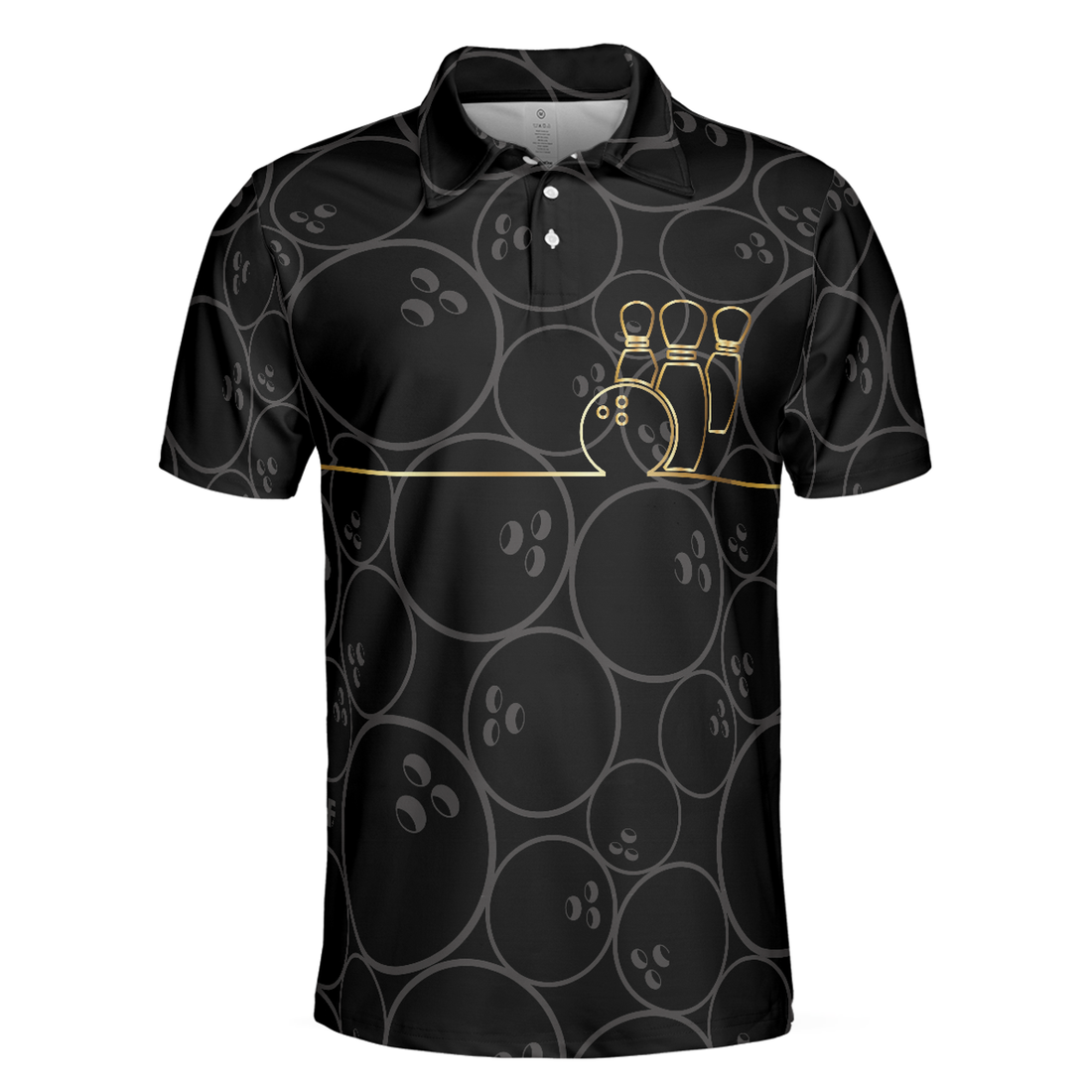 Bowling Pattern And Golden Polo Shirt, Bowling Ball Background Polo Shirt, Best Bowling Shirt For Men