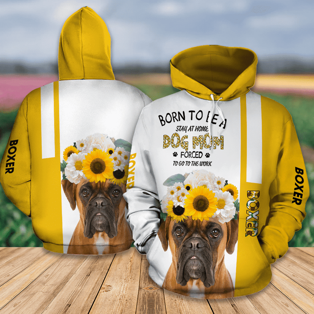 FUNSTUFFPRINT Boxer Sunflower Cute 3D Hoodie and Zip Hoodie