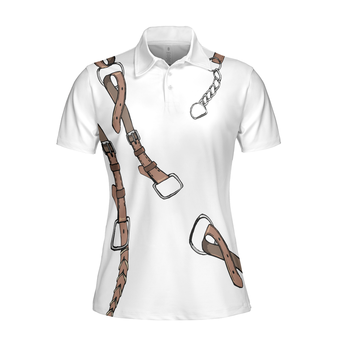 Bridle Print Polo Shirt In White Short Sleeve Women Polo Shirt