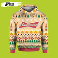 FUNSTUFFPRINT Budweiser Beer Bottle Ugly Christmas 3D Beer 3D Hoodie and Zip Hoodie