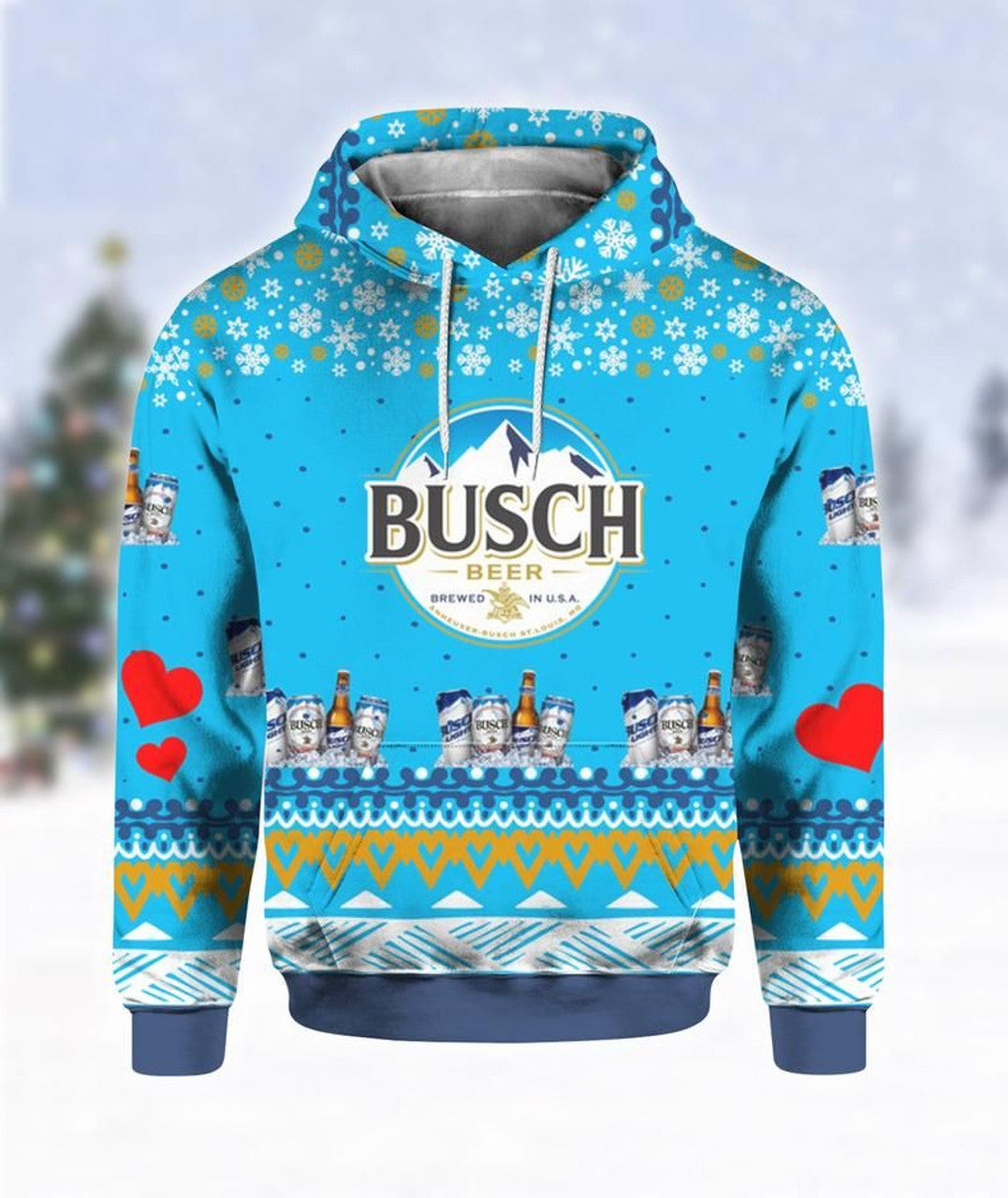 FUNSTUFFPRINT Busch Beer Christmas 3D Hoodie and Zip Hoodie