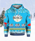 FUNSTUFFPRINT Busch Beer Christmas 3D Hoodie and Zip Hoodie