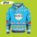 FUNSTUFFPRINT Busch Beer Ugly Christmas 3D Beer 3D Hoodie and Zip Hoodie