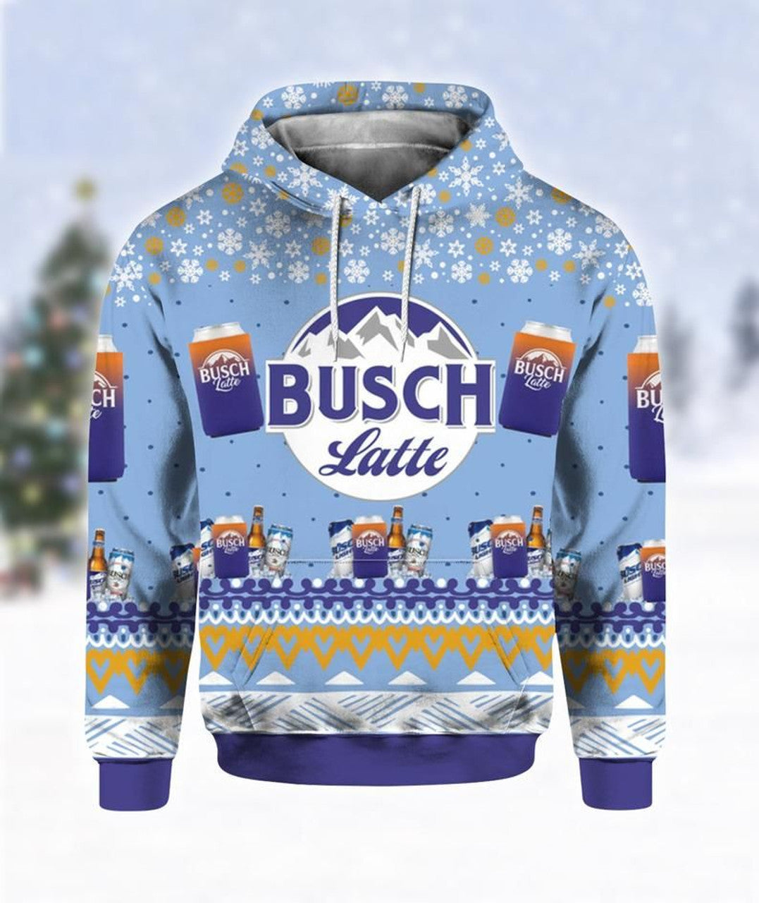 FUNSTUFFPRINT Busch Latte Beer Christmas 3D Hoodie and Zip Hoodie