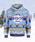 FUNSTUFFPRINT Busch Latte Beer Christmas 3D Hoodie and Zip Hoodie