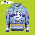FUNSTUFFPRINT Busch Latte Beer Print Ugly Christmas 3D Hoodie and Zip Hoodie