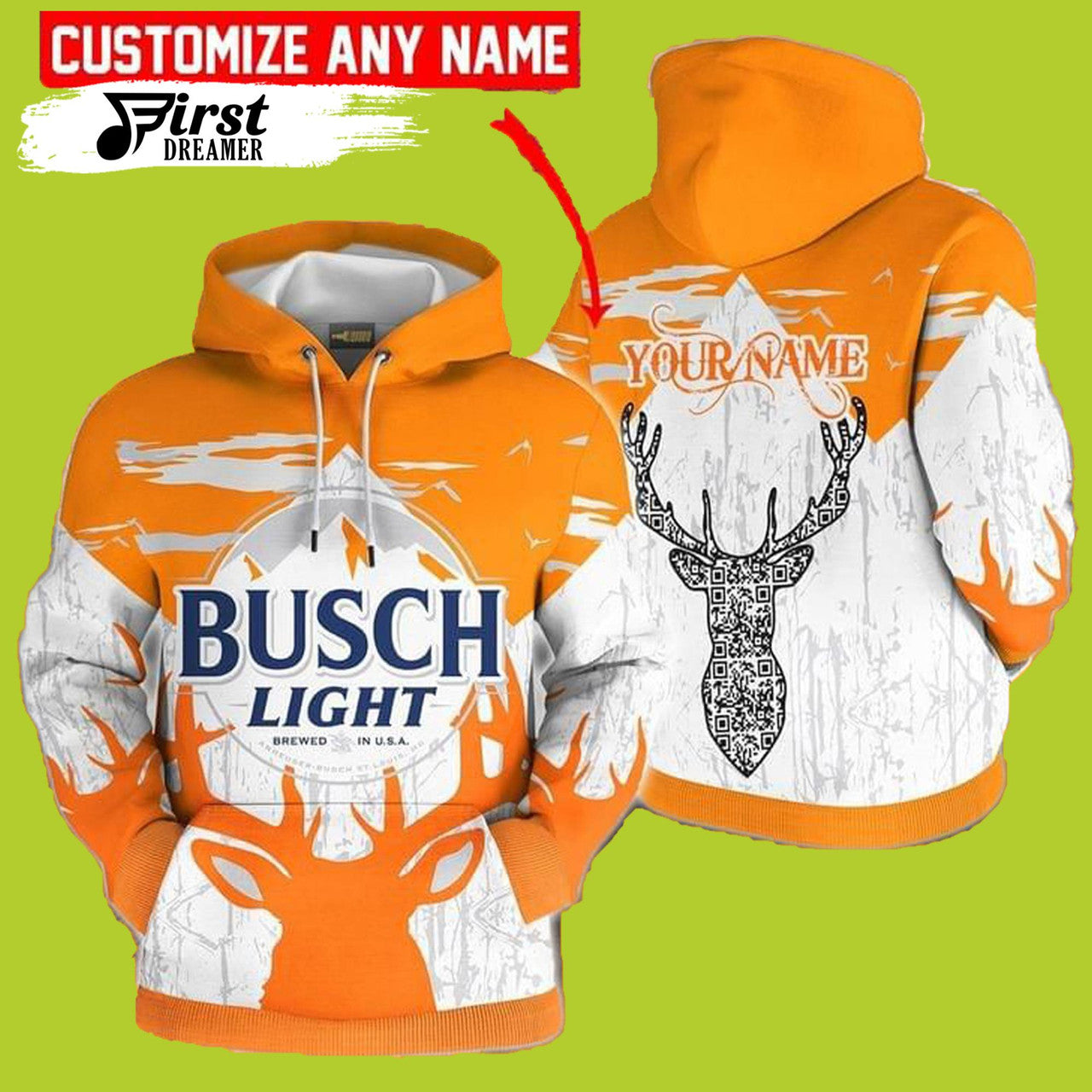 FUNSTUFFPRINT Busch Light Beer Hunter 3D Beer 3D Hoodie and Zip Hoodie