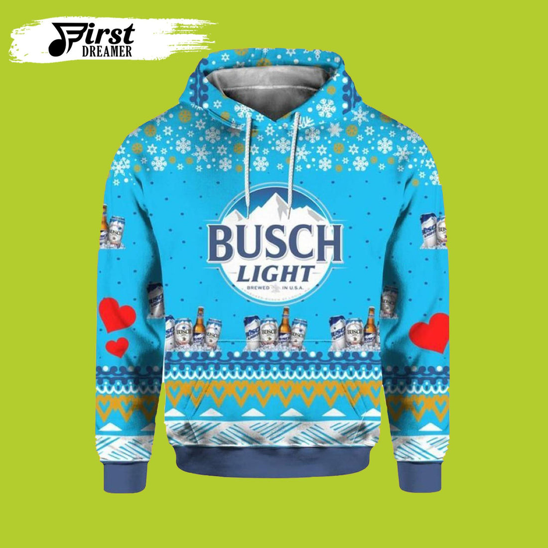 FUNSTUFFPRINT Busch Light Beer Ugly Christmas 3D Beer 3D Hoodie and Zip Hoodie
