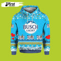 FUNSTUFFPRINT Busch Light Beer Ugly Christmas 3D Beer 3D Hoodie and Zip Hoodie