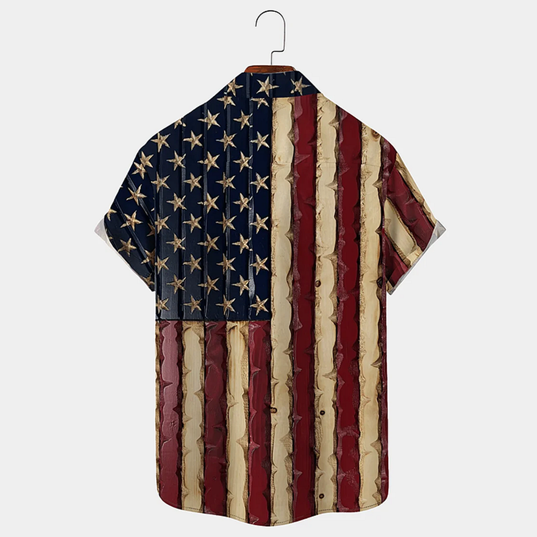 Men'S Vintage Textured American Flag Plus Size hawaiian Shirt for men and women
