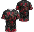 FUNSTUFFPRINT Personalized T-Shirt, Hoodie - Skull Rose Flower Pattern 3D T-shirt