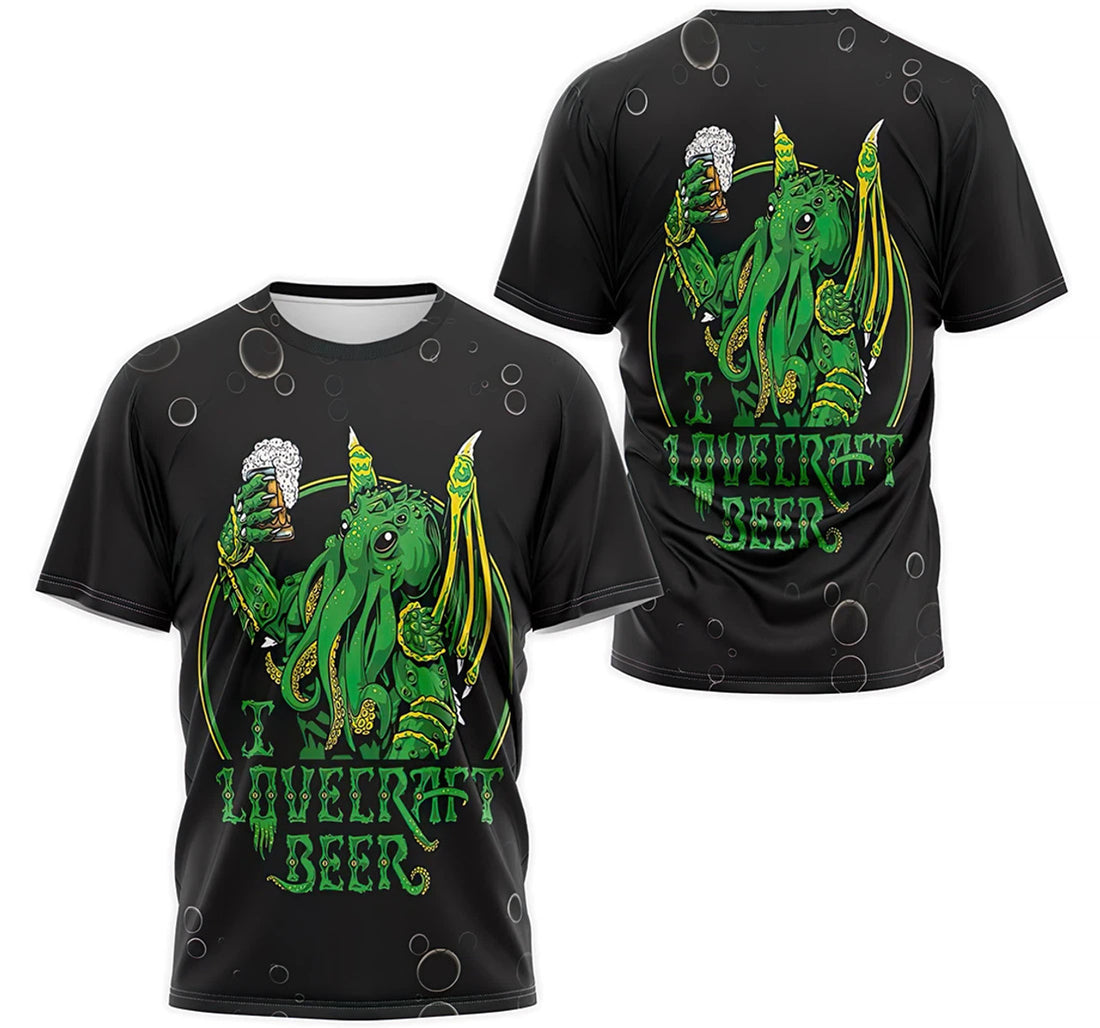 FUNSTUFFPRINT Personalized T-Shirt, Hoodie - Green Cthu.lhu I Love.craft Beer 3D T-shirt
