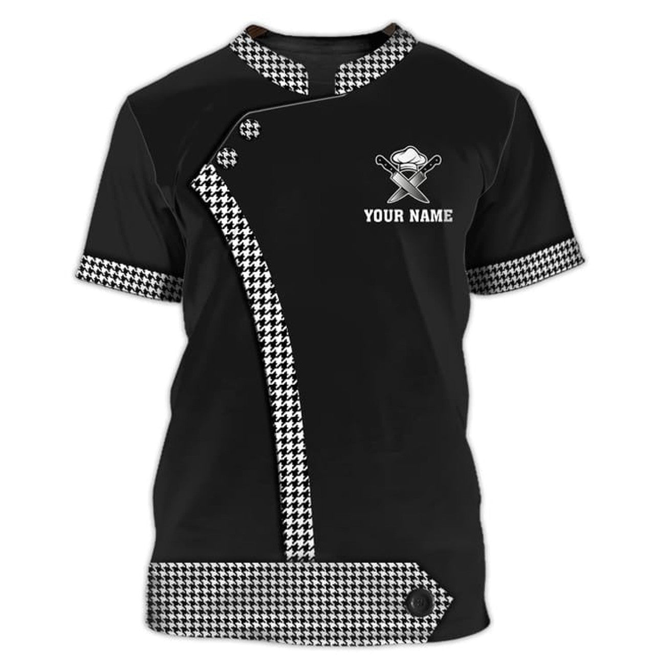 FUNSTUFFPRINT Black Chef Coat T-Shirt, Custom Name Men Chef Shirt, T-Shirt For Chef, Women Chef Shirts 3D T-shirt
