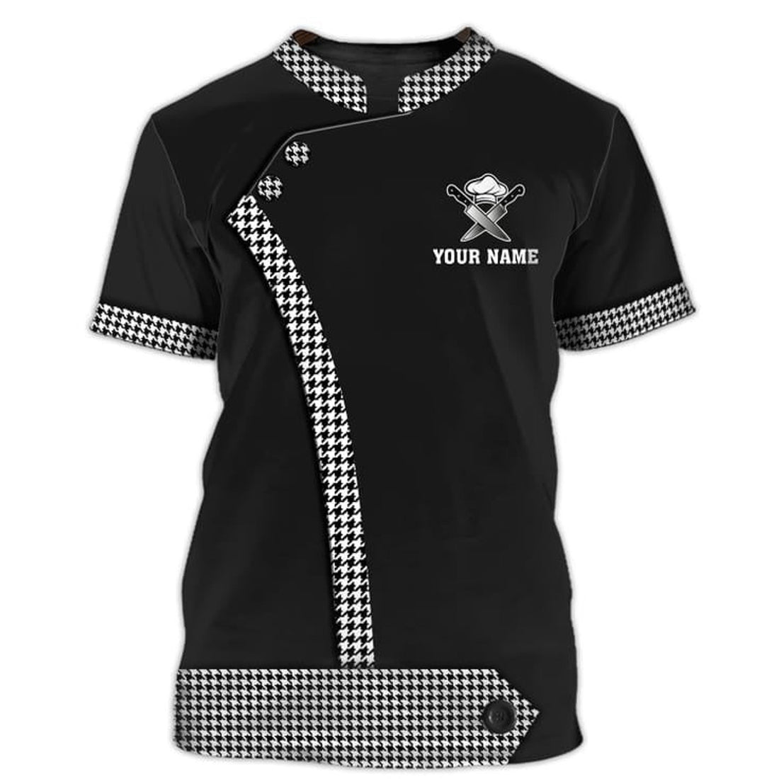 FUNSTUFFPRINT Black Chef Coat T-Shirt, Custom Name Men Chef Shirt, T-Shirt For Chef, Women Chef Shirts 3D T-shirt