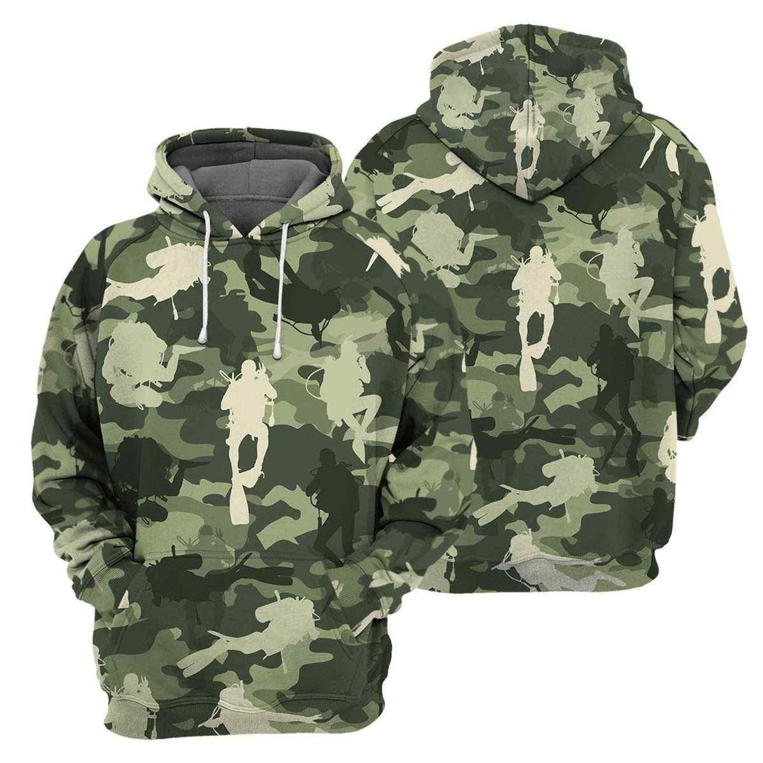 FUNSTUFFPRINT Camo Scuba Diving 3D Hoodie and Zip Hoodie