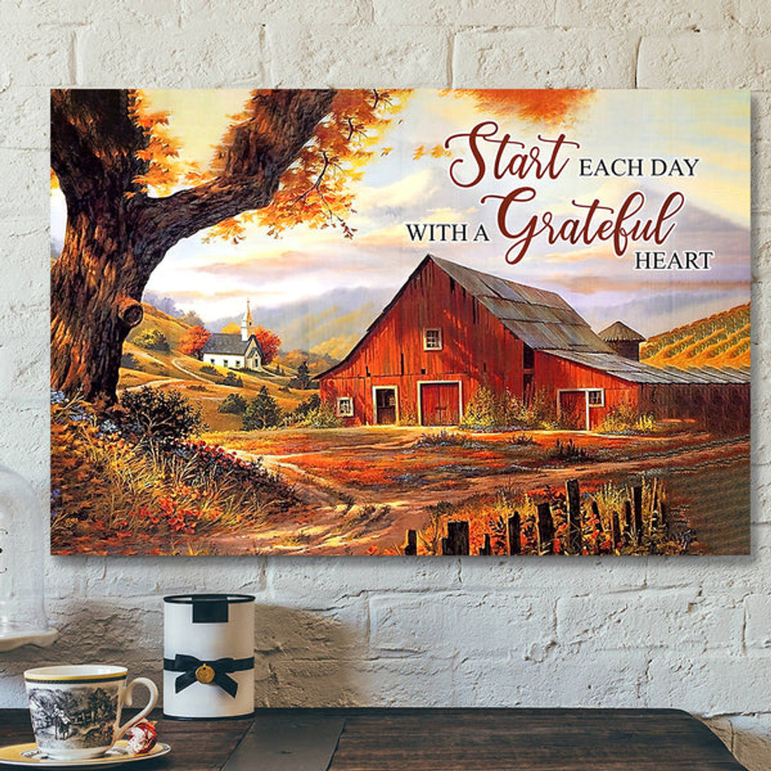 Start Each Day With A Grateful Heart - Bible Verse Canvas - Scripture Canvas Wall Art 