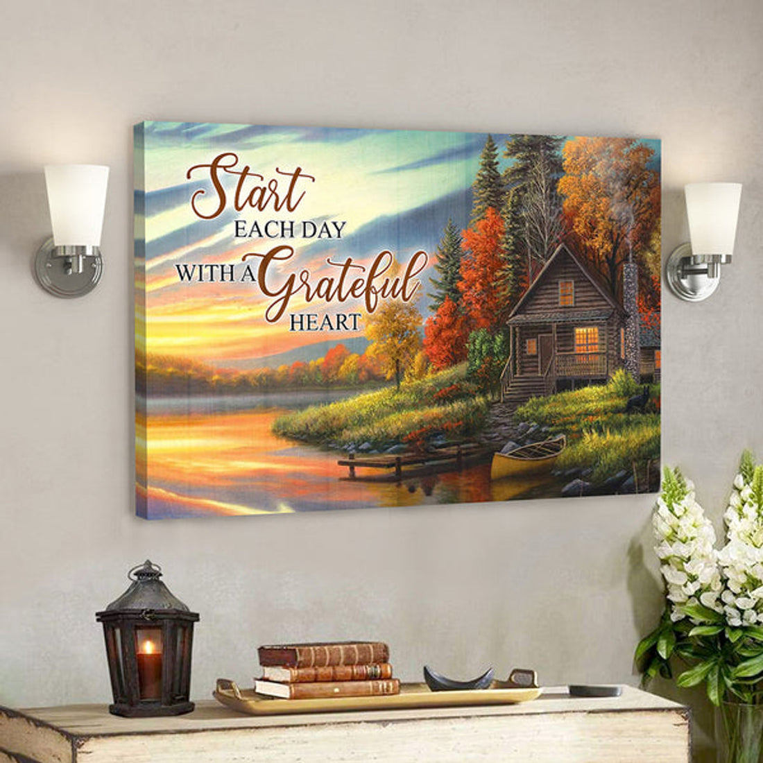 Start Each Day With A Grateful Heart 1 - Bible Verse Canvas - Scripture Canvas Wall Art 