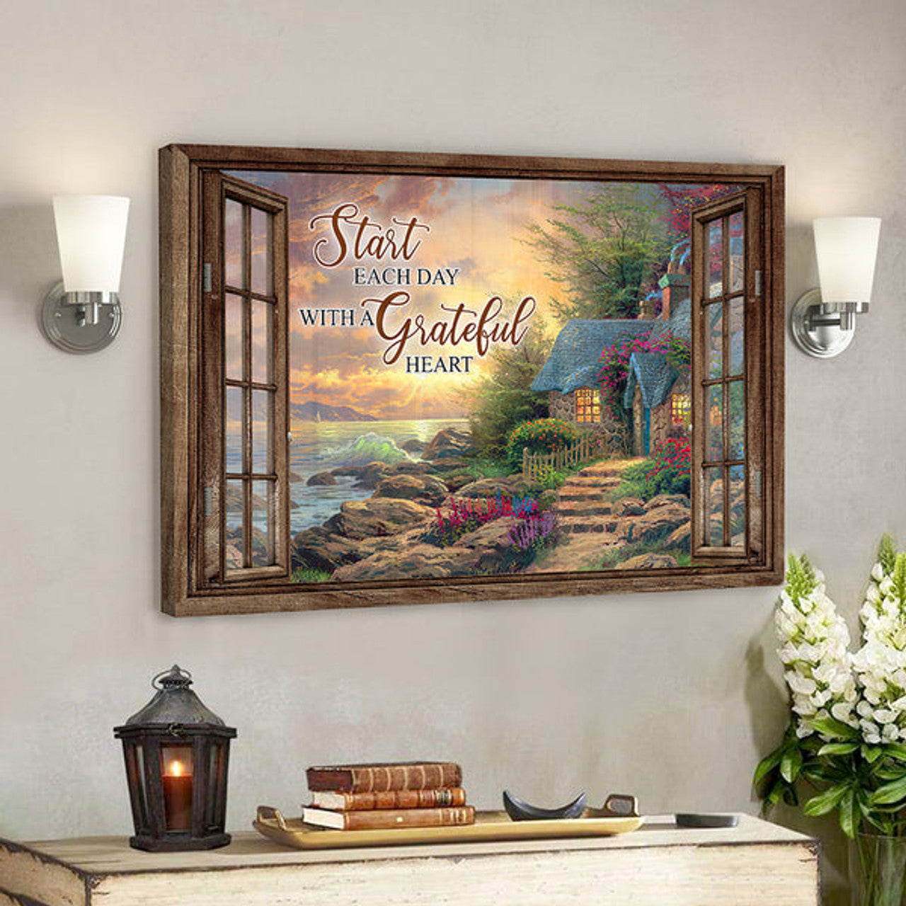 Start Each Day With A Grateful Heart 3 - Bible Verse Canvas - Scripture Canvas Wall Art 