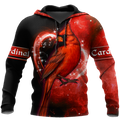 FUNSTUFFPRINT Cardinal Birds Red Color 3D Hoodie and Zip Hoodie