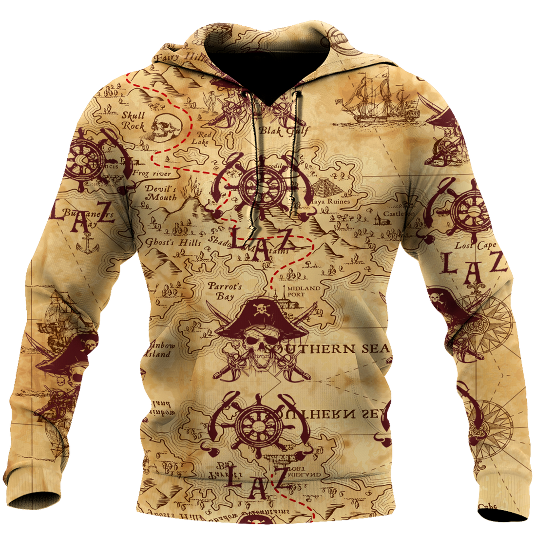FUNSTUFFPRINT Caribbean Map 3D Hoodie and Zip Hoodie