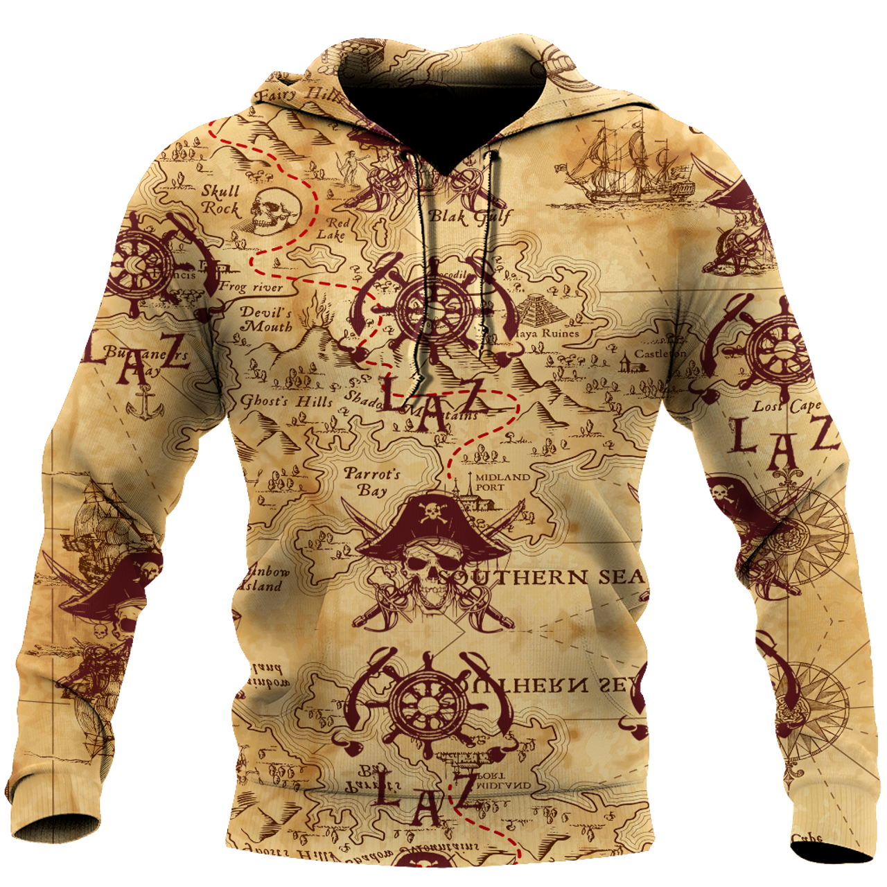 FUNSTUFFPRINT Caribbean Map 3D Hoodie and Zip Hoodie