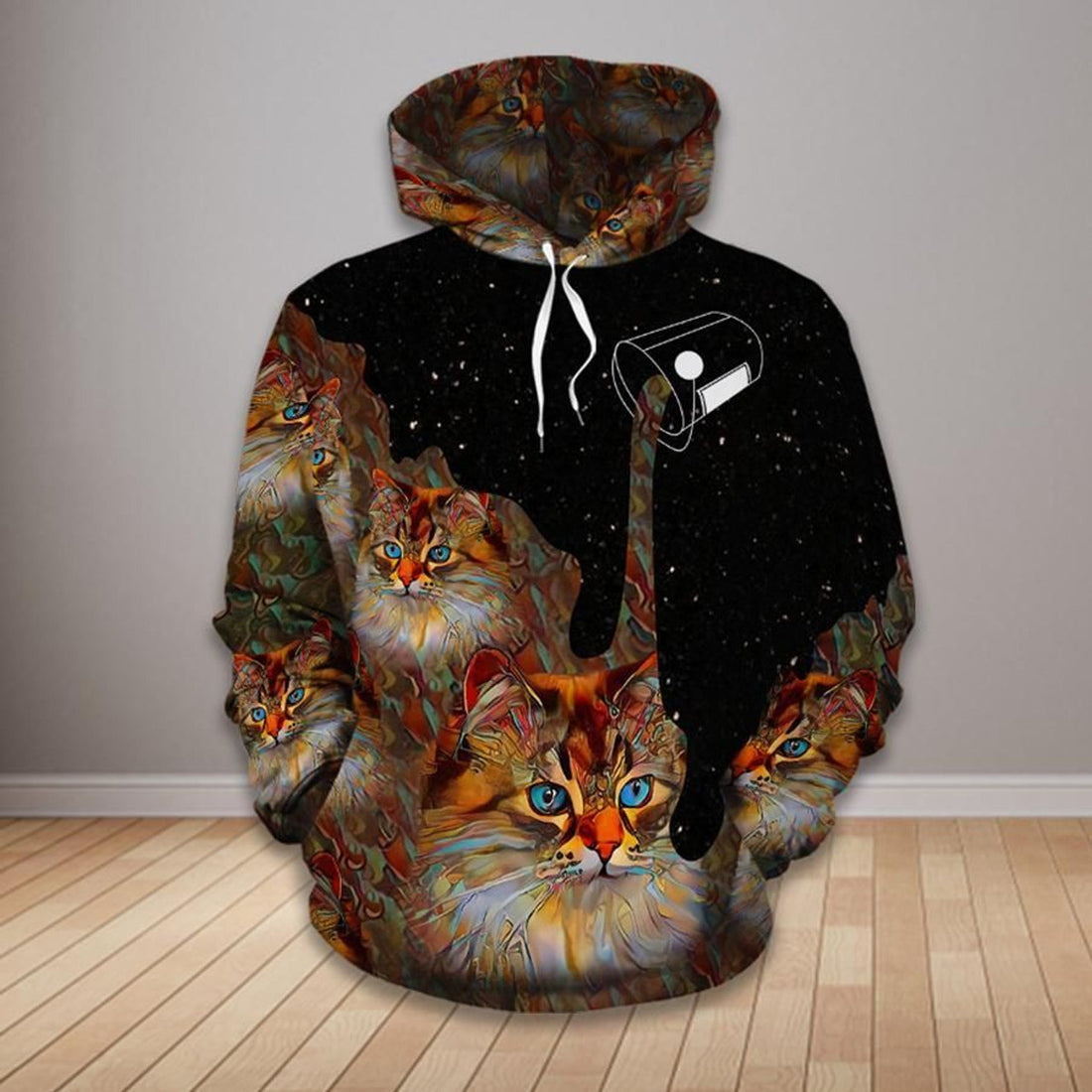 FUNSTUFFPRINT Cat Galaxy Night 3D Hoodie and Zip Hoodie