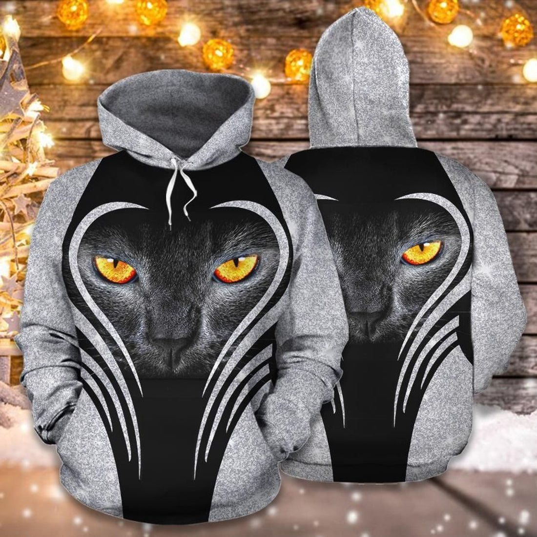 FUNSTUFFPRINT Cat Heart Cat Face 3D Hoodie and Zip Hoodie