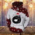 FUNSTUFFPRINT Cat Merry Fluffmas Cartoon Red Plaid Cat Lover Cat Shirt Cat Fashion Grey 3D Hoodie and Zip Hoodie